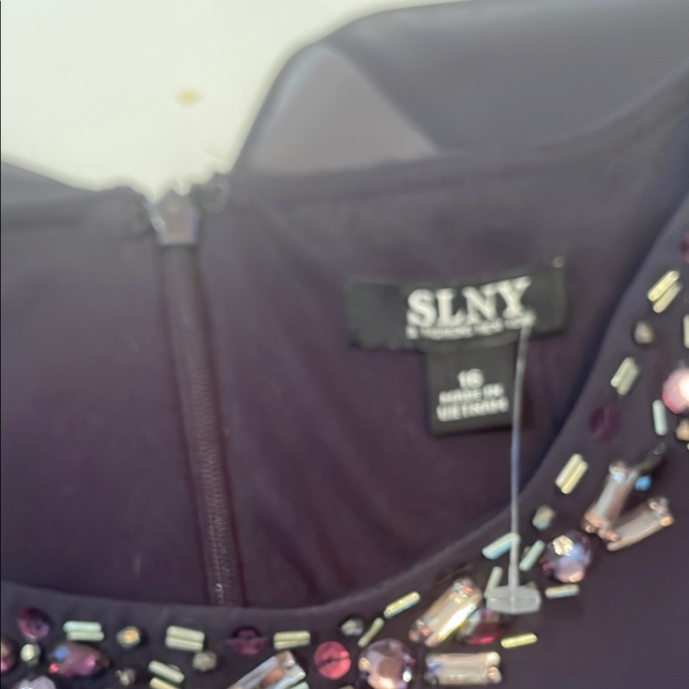SLNY Embellished Black Dress